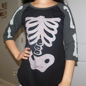 Cute black and grey skeleton long sleeve top